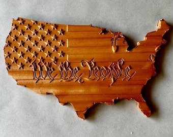 We The People Wood Flag, Patriotic US Constitution Wall Art