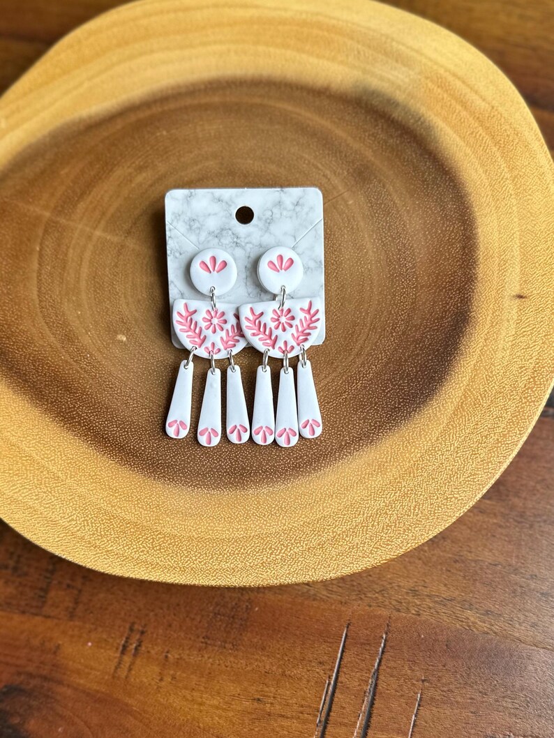 Handmade Talavera Polymer Clay Dangle Earrings Dangle 3
