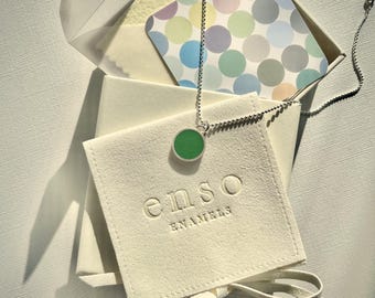 Customizable Cute Modern handmade colored resin pendant and sterling silver necklace.