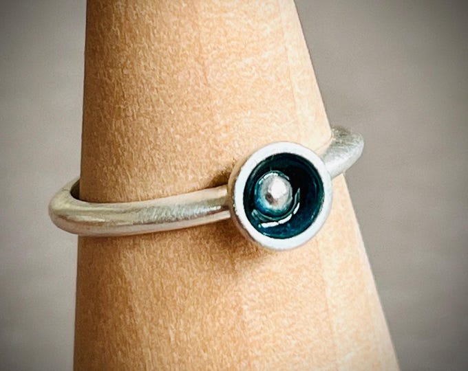Featured listing image: One of a kind Sterling and Glass Enamel Ring size 6
