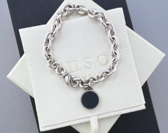 Custom Handmade Colored Resin Sterling Silver Bracelet With Lobster Clasp.