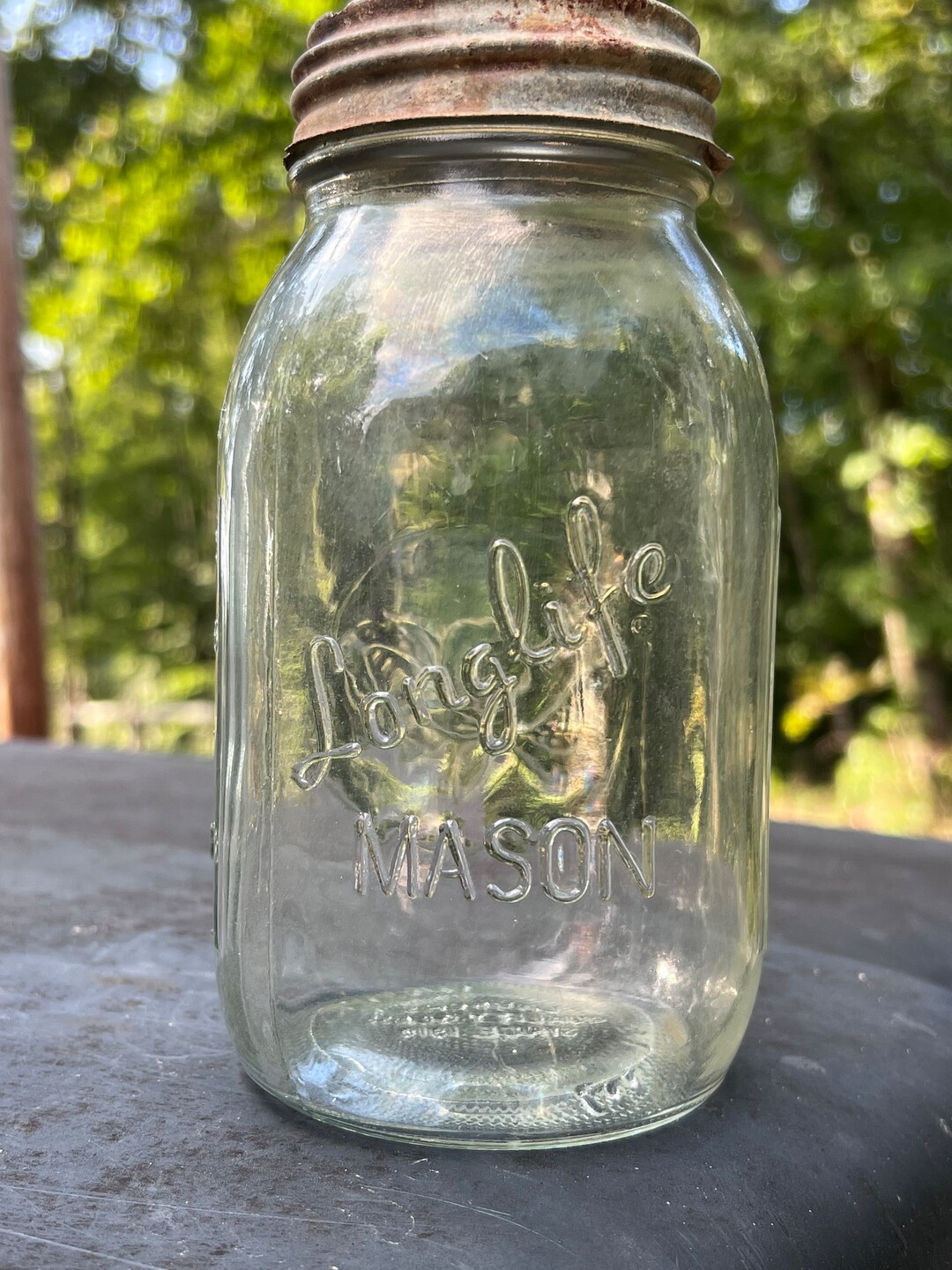 Vintage Longlife Mason Jar Quart With Zinc Lid Etsy