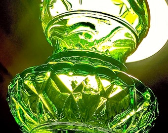 Beautiful Green Glass Vintage Vase Wheaton Glass Co