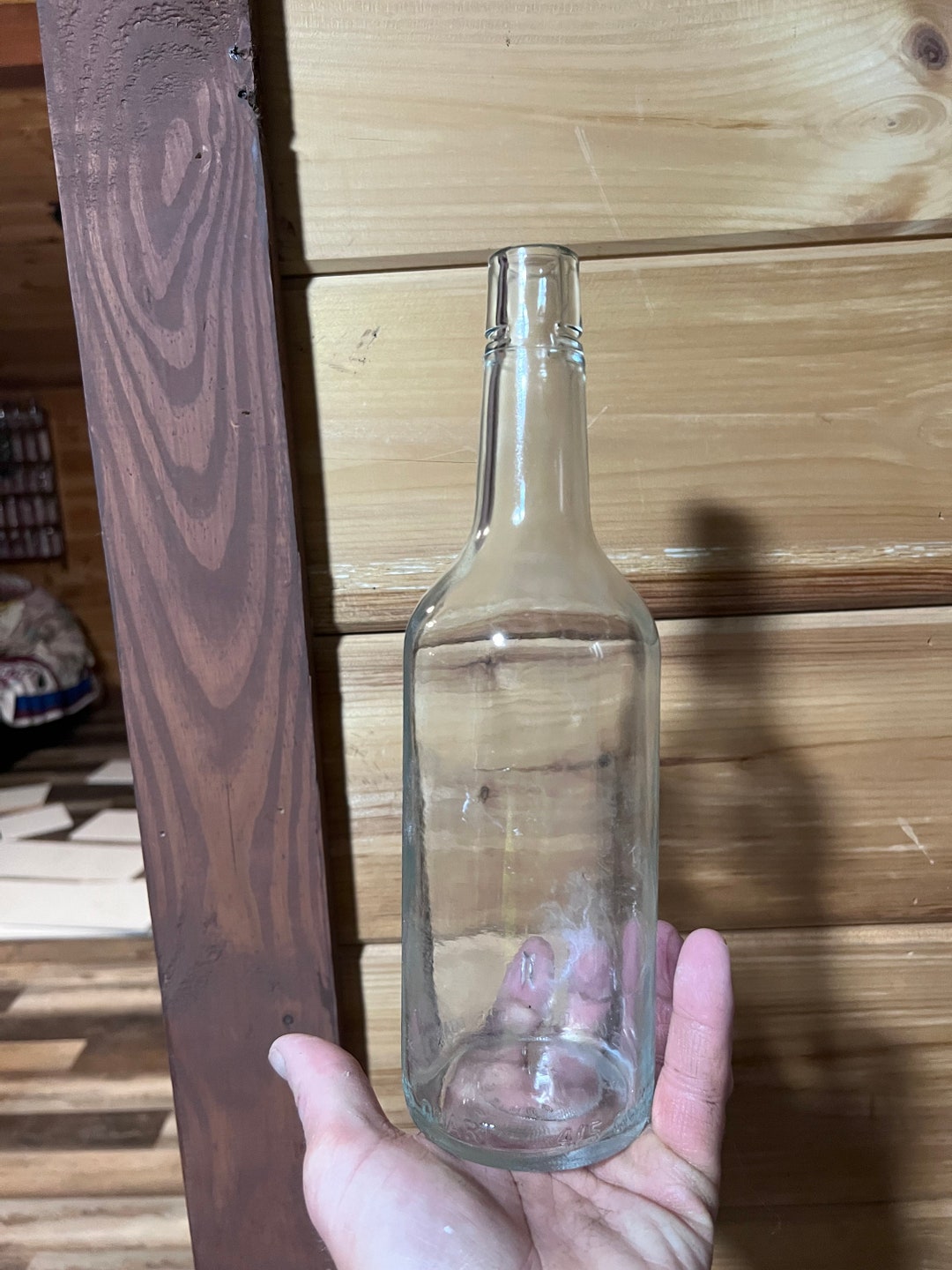 Vintage Old Thick Glass Cork Whiskey Bottle Etsy