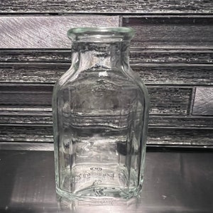 Vintage Square Ink Glass Bottle Small Clear Glass Bottle 1 1/4 Oz