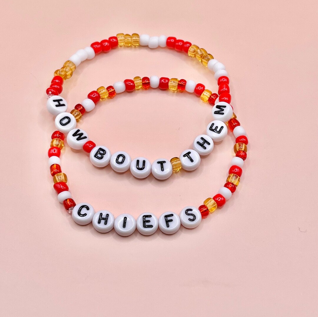 Kansas City Chiefs Glass Seed Bead Bracelet Acrylic Letters Etsy