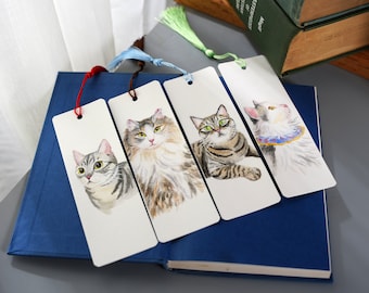 Custom Pet Portrait Bookmark: Personalized Watercolor Cat & Dog Memorial Gift