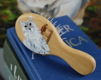 Individueller Tierportraitpinsel aus handbemaltem Bambus, Stahl- oder Wildschweinborste