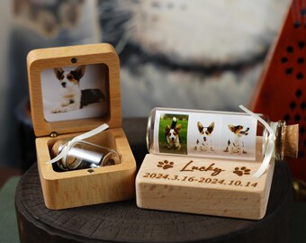 Custom Pet Memorial Urn: Wooden Keepsake Box, Engraved Photo