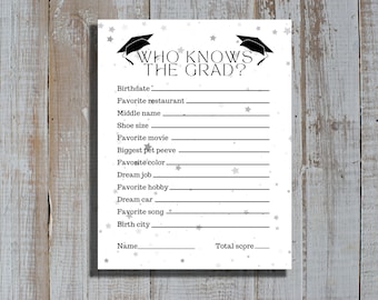 Qui connaît le diplômé ? | Jeux de fête de remise des diplômes 2023 | Jeux de remise des diplômes | Jeux de remise des diplômes imprimables| Jeux de remise des diplômes 2023 | Jeux de fête de fin d'études