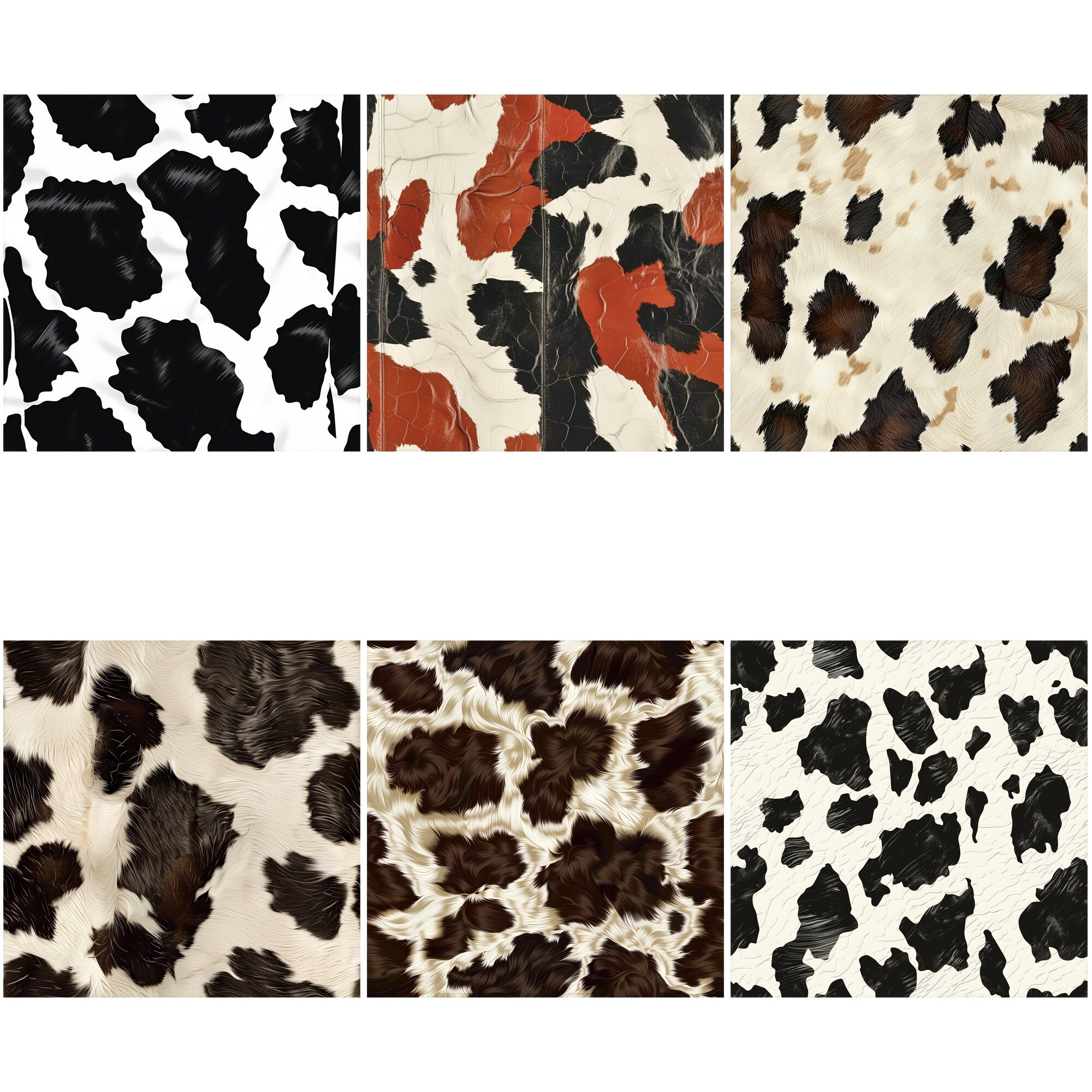 Cowhide Pattern SVG PNG Bundle: 50 Seamless Farmhouse Prints (digital ...