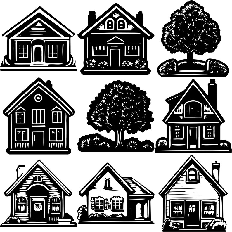 House SVG Bundle / House Clipart/ Cut Files/ Cricut/ Silhouette/ Iron