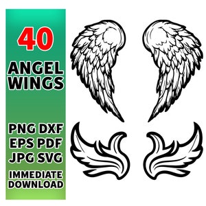 Angel wings SVG, Angel wing svg, Angel wings PNG, Wings shape, DXF, Cut file, Cricut Silhouette, Instant download, eps jpg dxf pdf