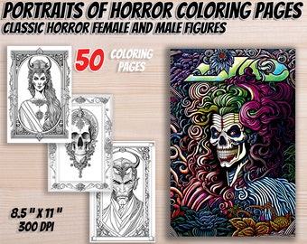 50 Portraits of Horror Coloring Pages
