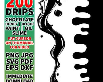 200 imágenes prediseñadas de goteo: sangre, baba y pintura (descarga digital)