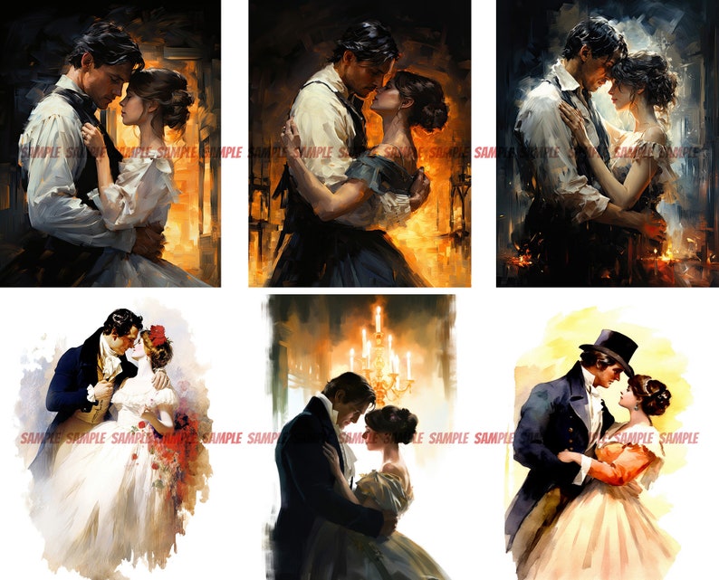 Regency Couple Clipart: Romantic Period Digital Art (50 JPGs) image 8
