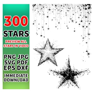 Star SVG Cut Files: 300 Star Vector Clip Art (Digital Download)