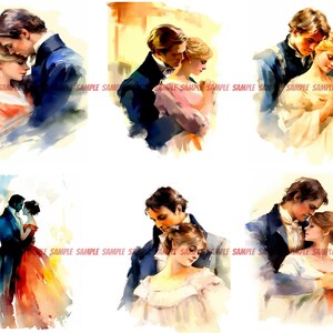 Regency Couple Clipart: Romantic Period Digital Art (50 JPGs) image 3