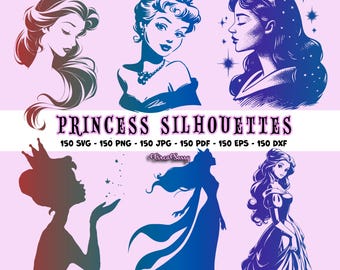 Princess Silhouette Clipart Bundle: 150 Magical Digital Designs