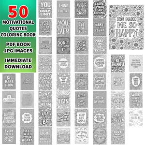 50 Motivation Coloring Pages | Inspirational Motivational Quotes | Unique Original Design | Printable PDF | Instant Download