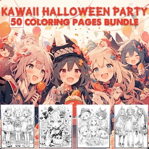 Halloween Kawaii Coloring Pages, Halloween Coloring Pages for kids, Kawaii Coloring Pages, Cute Ghost Coloring Pages, Printable Coloring