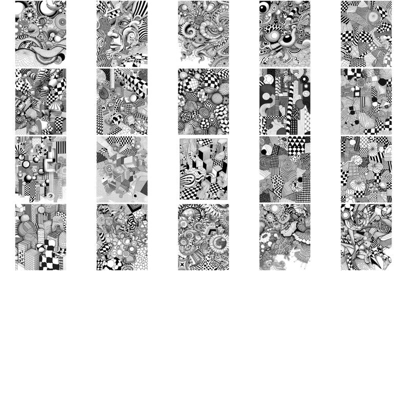256 Abstract Zentangle Coloring Pages: Geometric Stress Relief (5 PDF Printables) image 10