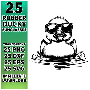 Rubber Duck With Sunglasses Svg & Png, Rubber Duck Clipart, Duck Vector Image, Bath Duck Silhouette, Sublimation Design, Duck Cut File , DXF