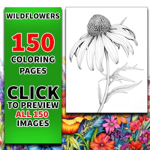 Flower Coloring Pages: Intricate Flowers Adult Coloring Book  150 Digital Coloring Pages (Printable, Download)
