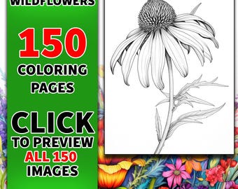 150 Wildflower Coloring Pages: Intricate Floral Designs (Digital Download)