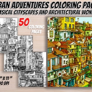 50 Urban Adventure Ausmalbilder