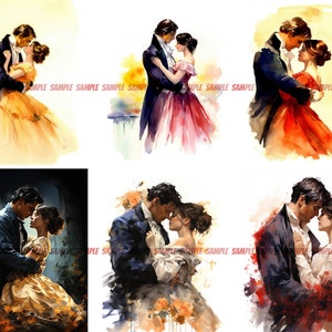 Regency Couple Clipart: Romantic Period Digital Art (50 JPGs) image 9