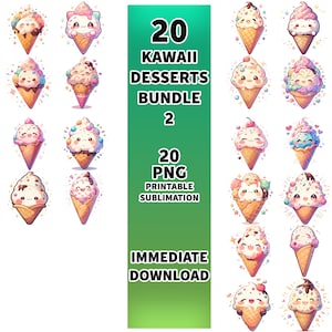 Kawaii Dessert Vector PNG Clipart bundle 2, Clipart di dessert carino, Clipart di torta, clipart kawaii, png kawaii, dessert carino, carino