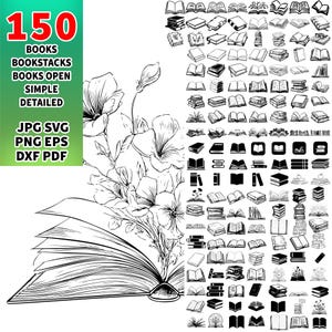 150 Books SVG Bundle: Cut Files for Cricut, Silhouette (Digital Download)