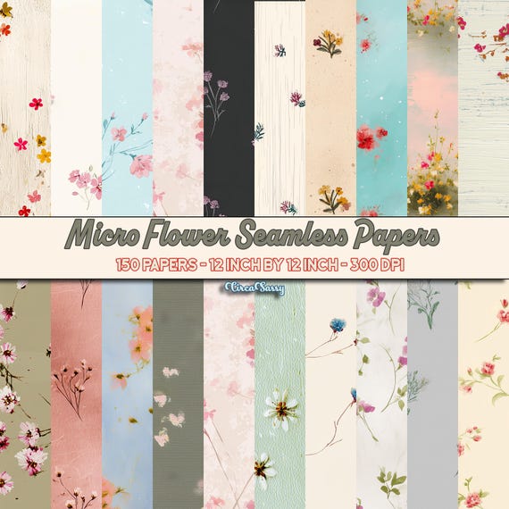 Micro Flower Digital Paper Bundle - 150 Vintage Floral Designs