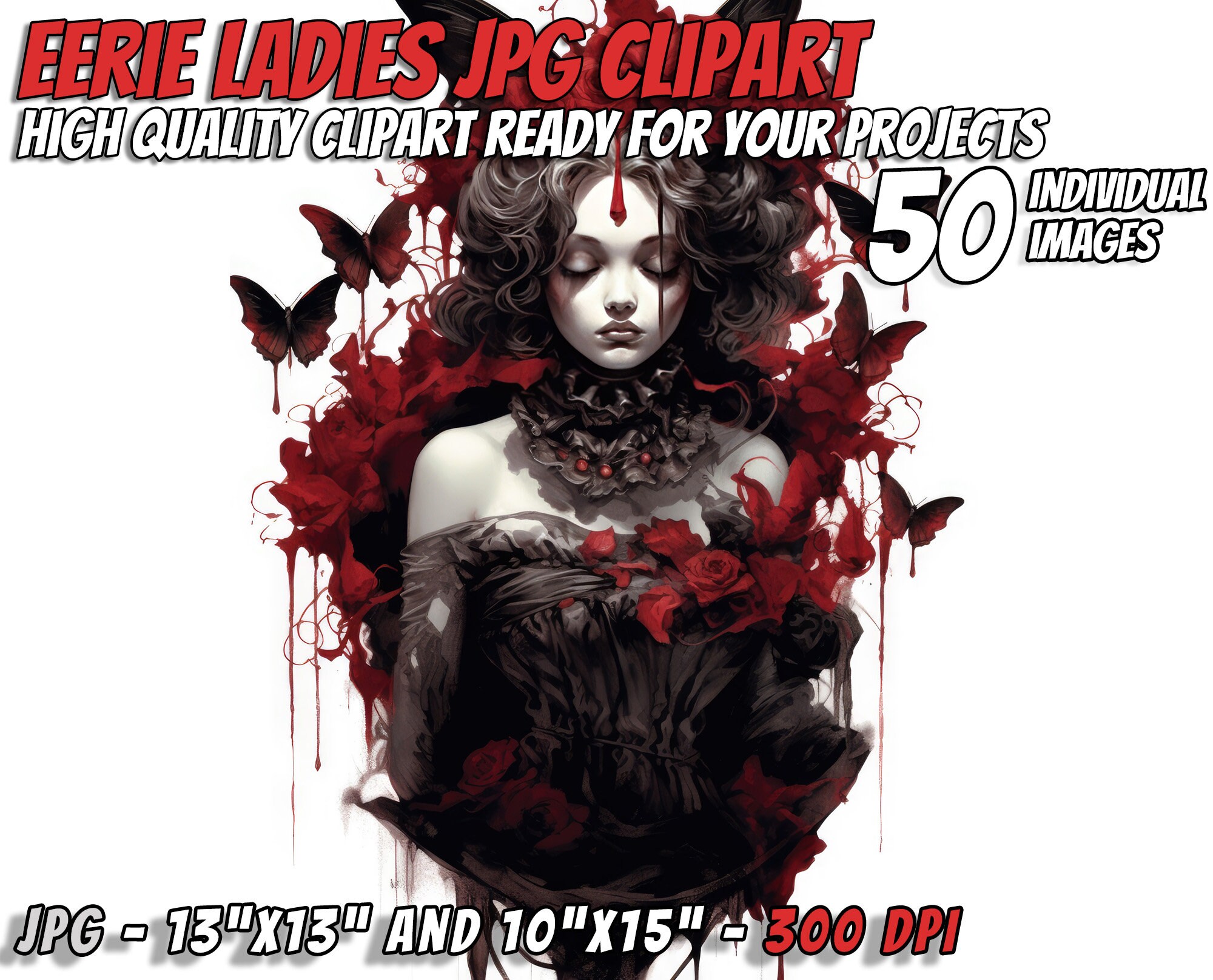 Eerie Beauties Horror Clipart, Halloween Clipart, Horror Clipart ...