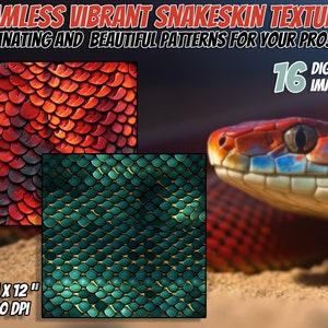 16 padrão de textura de papel digital com impressão animal de pele de cobra sem costura