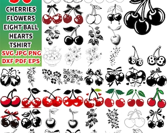 Cherry SVG Bundle: 50 Fruit Designs (Digital Download)