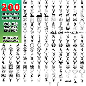 Deer Forest SVG Bundle: 200 Cut Files (Digital Download)