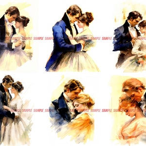 Regency Couple Clipart: Romantic Period Digital Art (50 JPGs) image 2