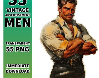 Vintage Ad Men Clipart: 55 Retro PNG Illustrations