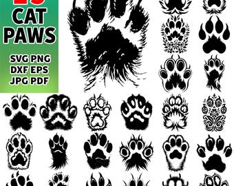 Cat Paw Prints Clipart Bundle (svg, png, eps, dxf) Digital Download