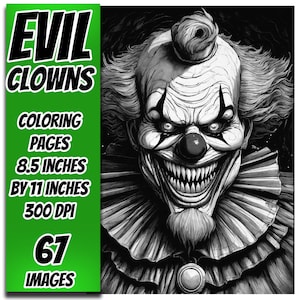 Böse Clowns Malseiten - Malseiten für Erwachsene, Malseiten für Kinder, sofort Download, Horror, Clowns, Clown Download, Clown bedruckbar