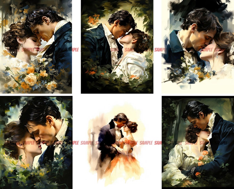 Regency Couple Clipart: Romantic Period Digital Art (50 JPGs) image 6