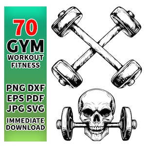 Gym Silhouette | Workout Silhouette | Fitness Silhouette | Barbell SVG | Workout SVG | Fitness SVG | Weights Svg| Crossfit Svg| Dumbbell Svg