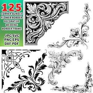 Blumen-Ecke svg-Bundle, Blumen-Ecke-Svg-Bundle, Ecken-Rahmen-Svg, Hochzeit-Grenze-Svg, Eckmuster-Rahmen-Svg, Hochzeit-Rahmen-Svg