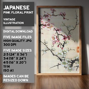 Japanese Flower Art Print 2, Japanese Art, Flower Wall Art, Floral Poster, Flower Poster, Yellow Green Artwork, Printable Wall Art