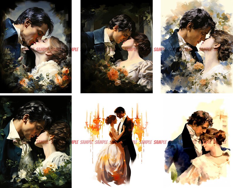 Regency Couple Clipart: Romantic Period Digital Art (50 JPGs) image 7