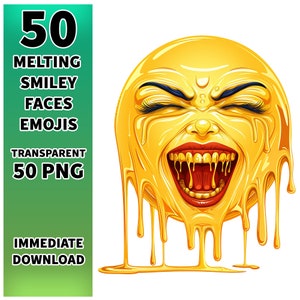 Schmelzendes Smiley PNG Clipart Bundle (digitaler Download)