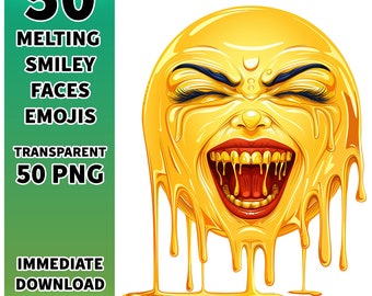 溶けたスマイリーフェイス SVG バンドル、溶けたスマイリーフェイス