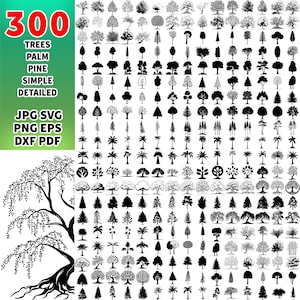 BAUM SILHOUETTE SVG Bundle, Baum geschnitten Dateien für Cricut, Wald, Wald, Baum Clipart, Vektor Png Dxf Aufkleber Bild Cnc Laser Gravur Cutter